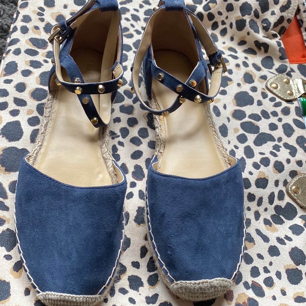 Studded Marc Fisher Navy Blue Suede Flats
